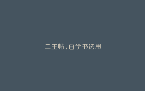 二王帖，自学书法用