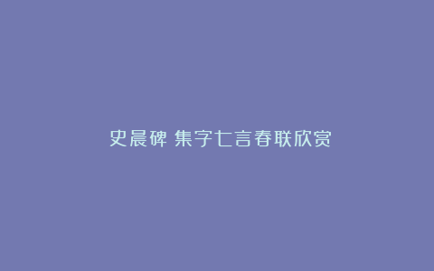 《史晨碑》集字七言春联欣赏