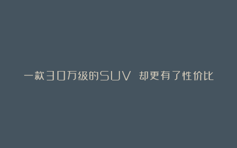 一款30万级的SUV 却更有了性价比