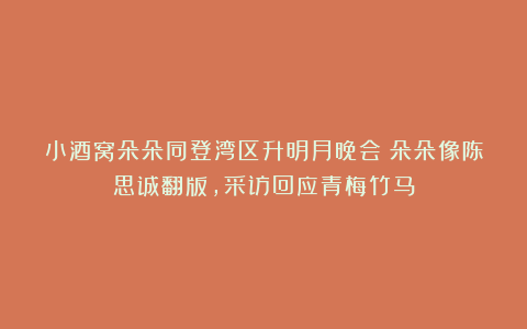 小酒窝朵朵同登湾区升明月晚会！朵朵像陈思诚翻版，采访回应青梅竹马