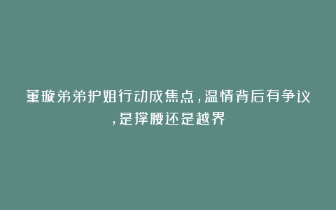 董璇弟弟护姐行动成焦点，温情背后有争议，是撑腰还是越界？