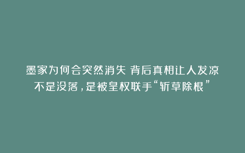 墨家为何会突然消失？背后真相让人发凉：不是没落，是被皇权联手“斩草除根”！