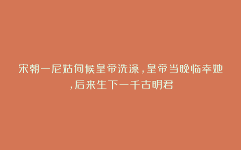 宋朝一尼姑伺候皇帝洗澡，皇帝当晚临幸她，后来生下一千古明君