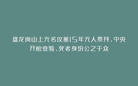 盘龙岗山上无名坟墓15年无人祭拜，中央开棺查验，死者身份公之于众