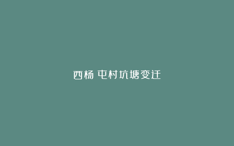 西杨玘屯村坑塘变迁