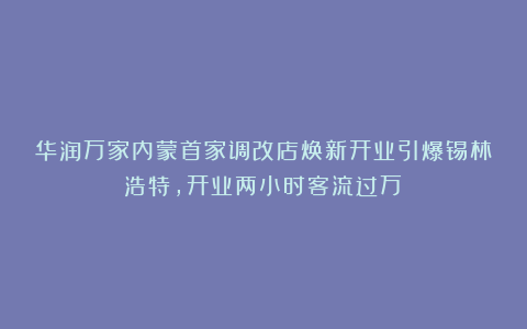 华润万家内蒙首家调改店焕新开业引爆锡林浩特，开业两小时客流过万！