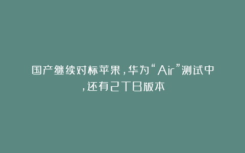 国产继续对标苹果，华为“Air”测试中，还有2TB版本