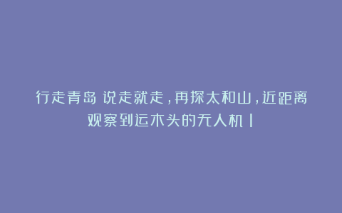 行走青岛｜说走就走，再探太和山，近距离观察到运木头的无人机（1）