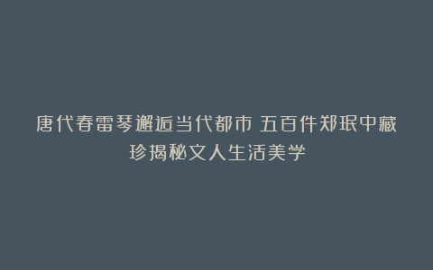 唐代春雷琴邂逅当代都市：五百件郑珉中藏珍揭秘文人生活美学