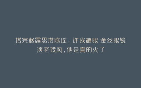 搭完赵露思搭陈瑶，《许我耀眼》金丝眼镜演老钱风，他是真的火了