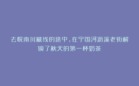 去皖南川藏线的途中，在宁国河沥溪老街解锁了秋天的第一杯奶茶