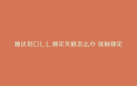 通达信DLL绑定失败怎么办？强制绑定