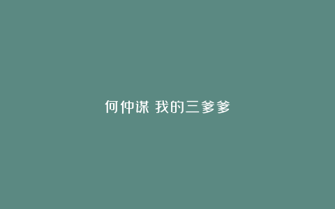 何仲谋｜我的三爹爹