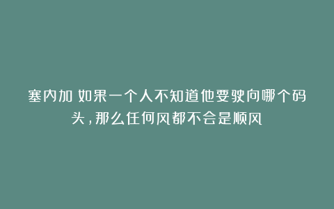 塞内加：如果一个人不知道他要驶向哪个码头，那么任何风都不会是顺风！