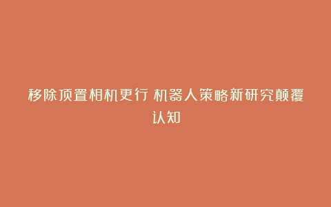 移除顶置相机更行？机器人策略新研究颠覆认知