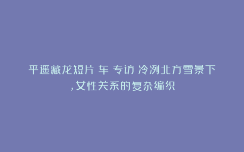 平遥藏龙短片《车》专访｜冷冽北方雪景下，女性关系的复杂编织