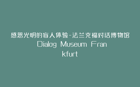 感恩光明的盲人体验-法兰克福对话博物馆 Dialog Museum Frankfurt