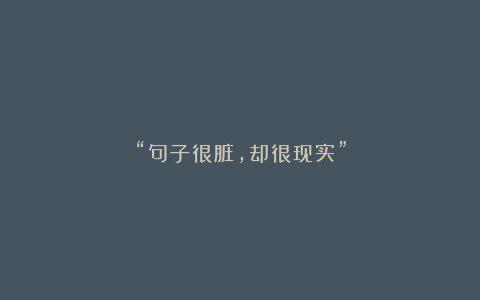 “句子很脏，却很现实”