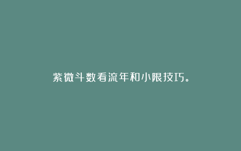 紫微斗数看流年和小限技巧。