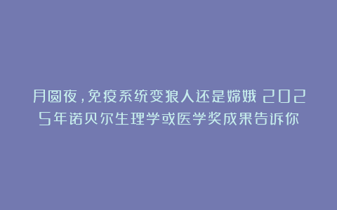 月圆夜，免疫系统变狼人还是嫦娥？2025年诺贝尔生理学或医学奖成果告诉你