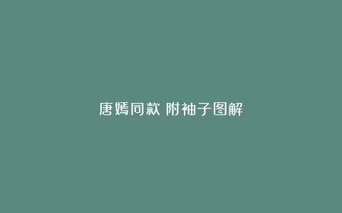 唐嫣同款（附袖子图解）