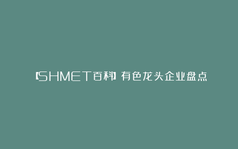 【SHMET百科】有色龙头企业盘点