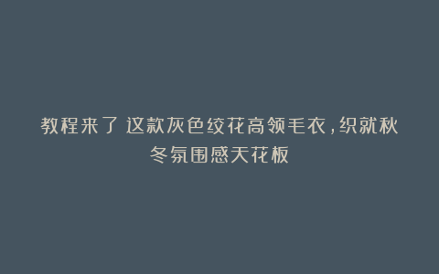 教程来了！这款灰色绞花高领毛衣，织就秋冬氛围感天花板！