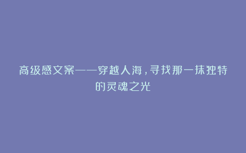 高级感文案——穿越人海,寻找那一抹独特的灵魂之光