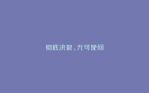 彻底决裂，无可挽回