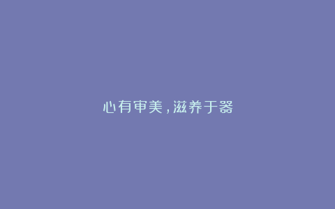 心有审美，滋养于器