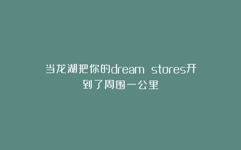 当龙湖把你的dream stores开到了周围一公里
