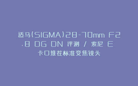 适马(SIGMA)28-70mm F2.8 DG DN 评测 / 索尼 E 卡口推荐标准变焦镜头