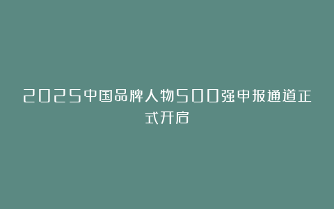 2025中国品牌人物500强申报通道正式开启!