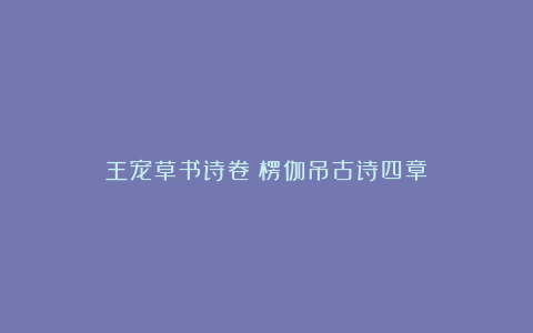 王宠草书诗卷《楞伽吊古诗四章》