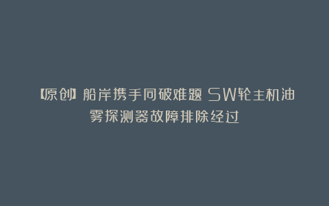 【原创】船岸携手同破难题:SW轮主机油雾探测器故障排除经过