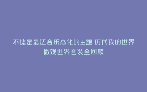 不愧是最适合乐高化的主题！历代我的世界微观世界套装全回顾