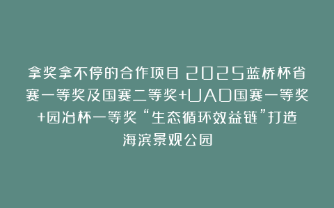 拿奖拿不停的合作项目！2025蓝桥杯省赛一等奖及国赛二等奖+UAD国赛一等奖+园冶杯一等奖！“生态循环效益链”打造海滨景观公园