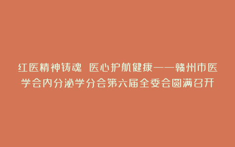 红医精神铸魂 医心护航健康——赣州市医学会内分泌学分会第六届全委会圆满召开