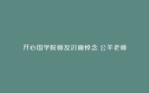 开心国学院师友沉痛悼念：公羊老师