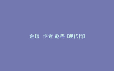 金毯 作者：赵冉【现代诗】