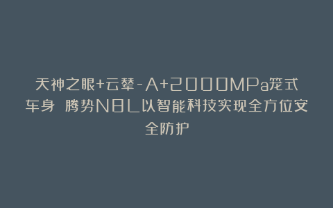 天神之眼+云辇-A+2000MPa笼式车身 腾势N8L以智能科技实现全方位安全防护
