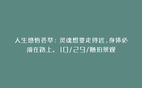 人生感悟荟萃:《灵魂想要走得远，身体必须在路上。》（10/29/随拍景观）