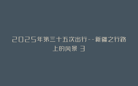 2025年第三十五次出行–新疆之行路上的风景（3）