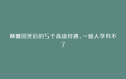 林徽因死后的5个高级待遇，一般人享有不了！
