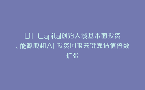 D1 Capital创始人谈基本面投资、能源股和AI：投资回报关键靠估值倍数扩张