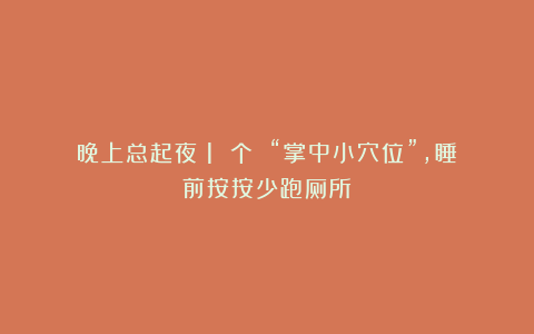 晚上总起夜?1 个 “掌中小穴位”,睡前按按少跑厕所