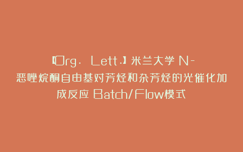 【Org. Lett.】米兰大学：N-恶唑烷酮自由基对芳烃和杂芳烃的光催化加成反应（Batch/Flow模式）