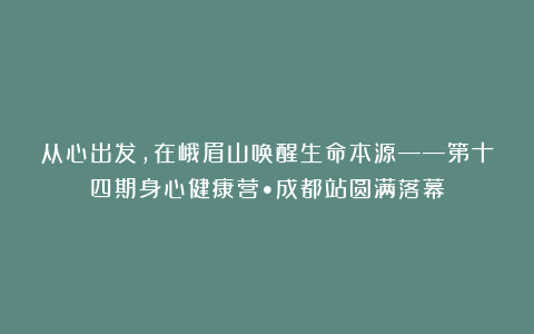 从心出发，在峨眉山唤醒生命本源——第十四期身心健康营•成都站圆满落幕