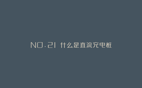 NO.21 什么是直流充电桩