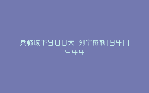 兵临城下900天 列宁格勒1941~1944
